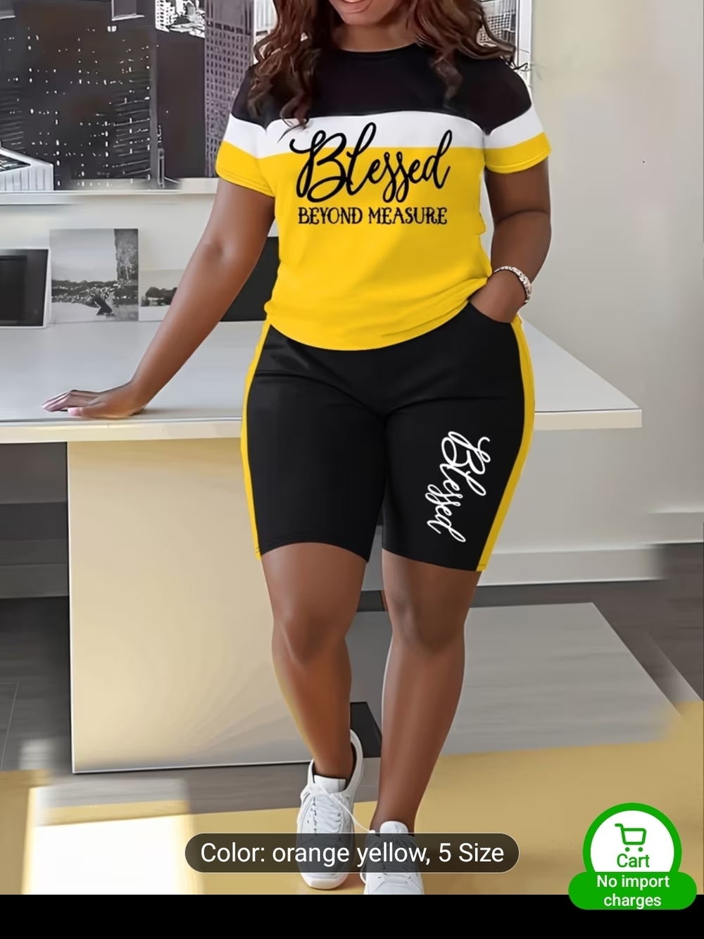 Blessed Beyond Measure Colorblock Shorts & Tshirt: Yellow